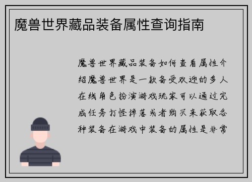 魔兽世界藏品装备属性查询指南
